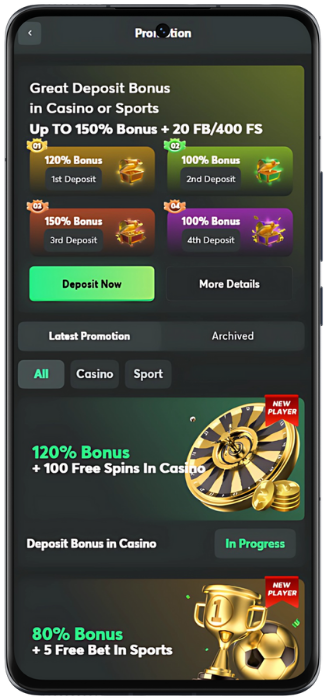 BC Game Screenshot of current promotions